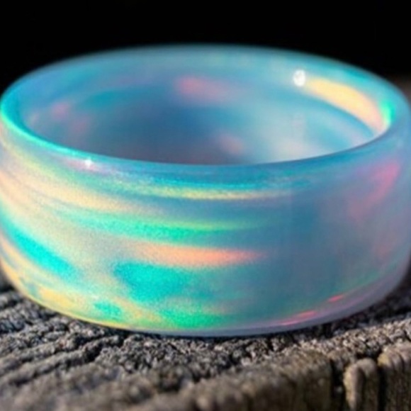 ❌SOLD ❌New Blue Cloud Fire Opal Handmade Band Ring for Necklace or Hand - Picture 5 of 15